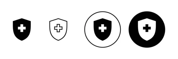 Zestaw Ikon Ubezpieczenia Zdrowotnego Znak Symbol Ubezpieczeniowego Dokumentu Zdrowia — Wektor stockowy