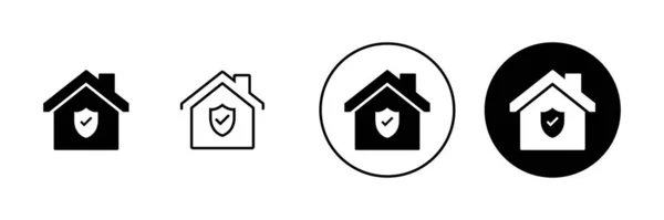 家庭保险图标设置 家庭保护标志和符号 — 图库矢量图片