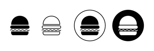 Εικονίδια Μπέργκερ Burger Σημάδι Και Σύμβολο Μπιφτέκι — Διανυσματικό Αρχείο