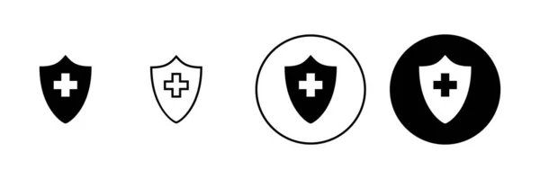 Sjukförsäkring Ikoner Som Försäkring Hälsodokument Tecken Och Symbol — Stock vektor