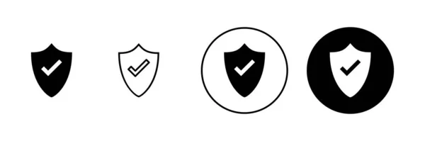 Shield Check Mark Icons Set Protection Approve Sign Insurance Icon — Stock Vector