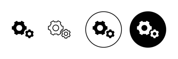 Réglage Des Icônes Réglé Cog Paramètres Signe Symbole Signe Engrenage — Image vectorielle