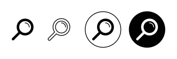 Набор Поисковых Работ Поиск Увеличительное Стекло Знак Символ — стоковый вектор