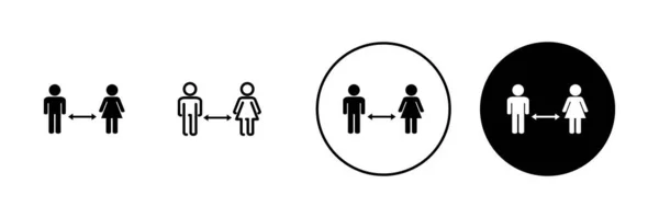 社会距离设置 社会距离标志和符号 自我检疫标志 — 图库矢量图片