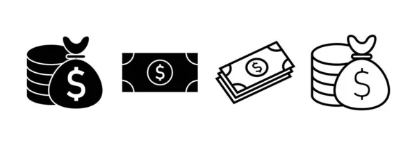 Webおよびモバイルアプリ用のマネーアイコンベクトル お金の記号と記号 — ストックベクタ