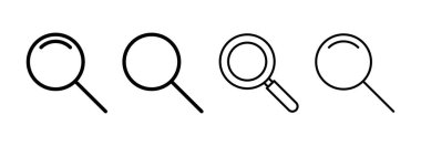 Web ve mobil uygulama için simge vektörü ara. Büyüteç işareti ve sembolü ara