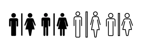 Вектор Значков Туалета Веб Мобильного Приложения Девушки Мальчики Уборные Знак — стоковый вектор