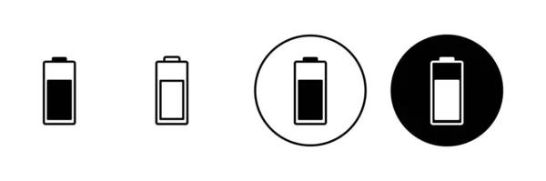 电池图标设置 电池充电标志 电池充电水平 — 图库矢量图片