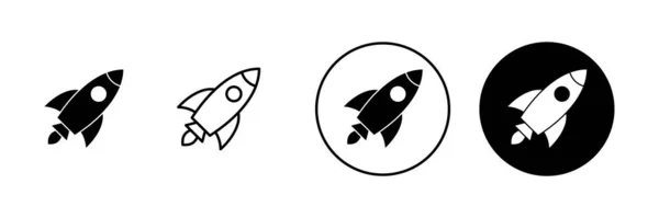 Ikony Rakietowe Ustawione Znak Startowy Symbol Ikona Wyrzutni Rakiet — Wektor stockowy