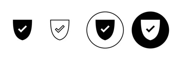Conjunto Ícones Marca Verificação Escudo Assinatura Aprovação Proteção Ícone Seguro — Vetor de Stock