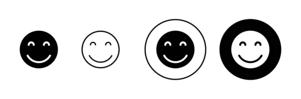 Ícones Sorriso Definidos Ícone Emoticon Sorriso Sinal Feedback Símbolo — Vetor de Stock