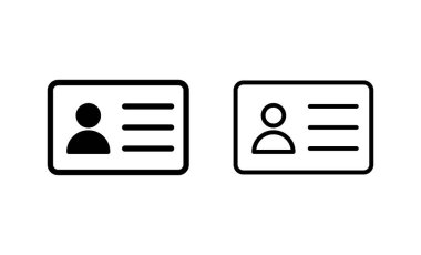 Lisans simgesi vektörü. Kimlik kartı simgesi. Sürücü ehliyeti, personel kimlik kartı 