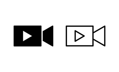 Video simgesi vektörü. Video kamera işareti ve sembol. Film tabelası. Sinema
