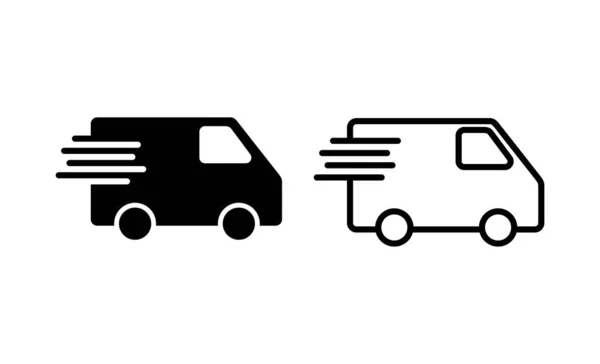 送货卡车图标向量 送货卡车的标志和符号 运送速递图标 — 图库矢量图片