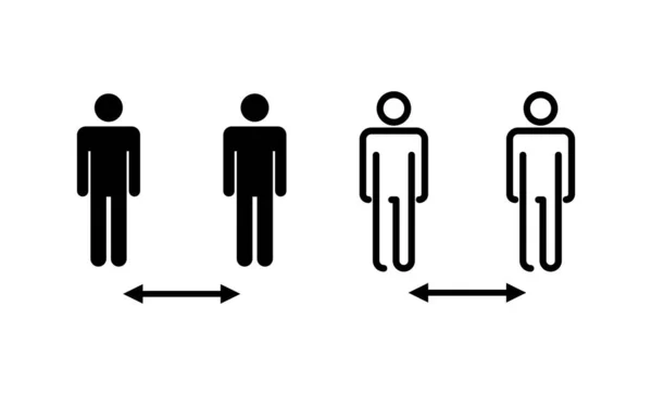 Vettore Icone Distanza Sociale Segno Simbolo Distanza Sociale Segno Quarantena — Vettoriale Stock