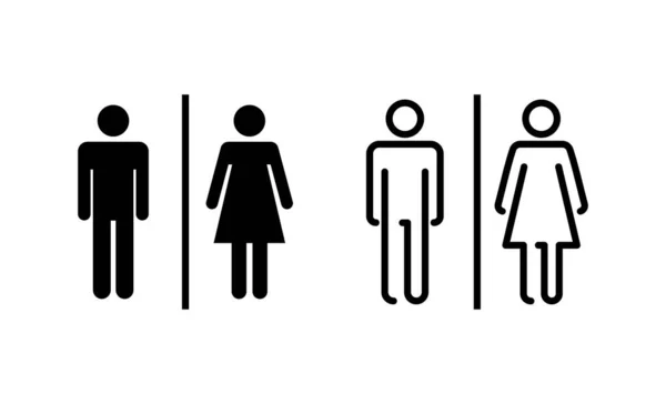 厕所图标矢量 女孩和男孩的洗手间标志和符号 浴室标志 — 图库矢量图片