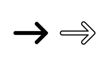 Ok simgesi vektörü. Web tasarımı için ok işareti ve sembol.