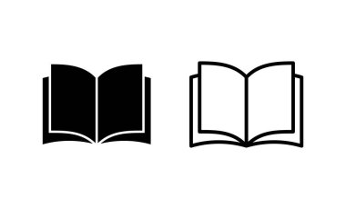 Kitap ikonu vektörü. Açık kitap işareti ve sembol. Kitap simgesi