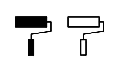 Simge vektörünü boya. Boya fırçası işareti ve sembol. boyama silindiri vektörü