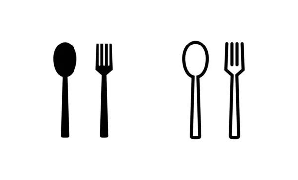 勺子和叉子图标向量 叉子和刀具图标向量 餐厅标志和符号 — 图库矢量图片