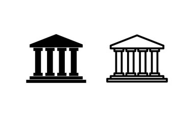 Banka simgesi vektörü. Banka işareti ve sembol, müze, üniversite