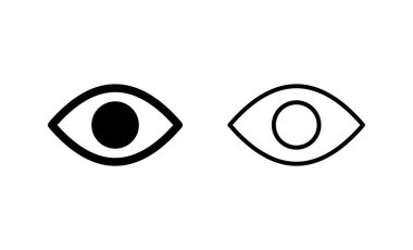 Göz simgesi vektörü. Göz işareti ve sembol. Bak ve Görüş simgesi. 