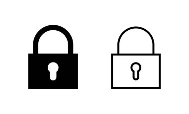 Simge vektörünü kilitle. Asma kilit işareti ve sembol. Şifreleme simgesi. Güvenlik sembolü
