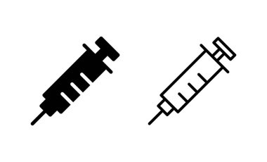 Şırınga ikon vektörü. Enjeksiyon işareti ve sembol. Aşı simgesi