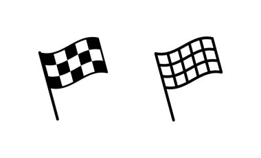 Yarış bayrağı ikonu vektörü. Yarış bayrağı ve sembolü. Damalı yarış bayrağı simgesi