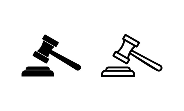 Gavel Wektor Ikony Znak Symbol Młotka Sędziego Ikona Prawa Młot — Wektor stockowy