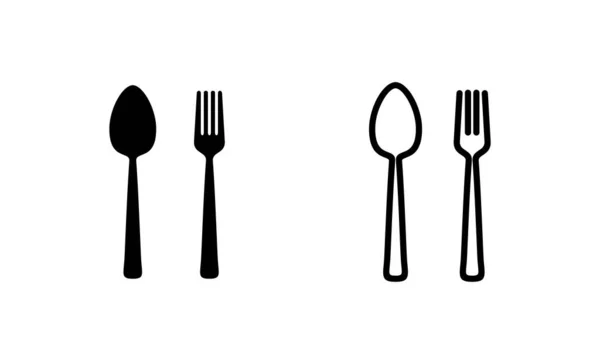 勺子和叉子图标向量 叉子和刀具图标向量 餐厅标志和符号 — 图库矢量图片