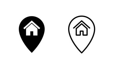 Adres simgesi vektörü. Ev işareti ve sembol. nokta