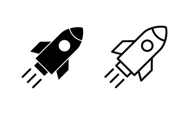 Roket ikon vektörü. Başlangıç işareti ve sembol. roket fırlatma simgesi
