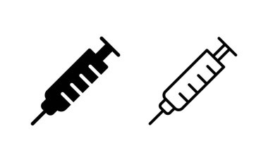 Şırınga ikon vektörü. Enjeksiyon işareti ve sembol. Aşı simgesi