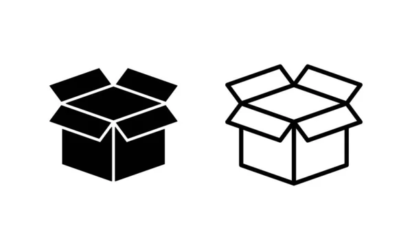 ボックスアイコンベクトル ボックスサインとシンボル小包パッケージ — ストックベクタ