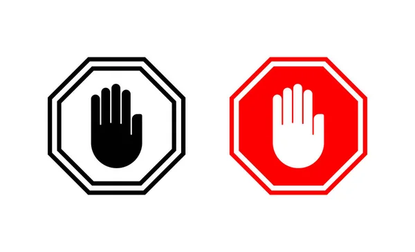 Stop Icon Vector Stop Road Sign Hand Stop Sign Symbol — Stock Vector