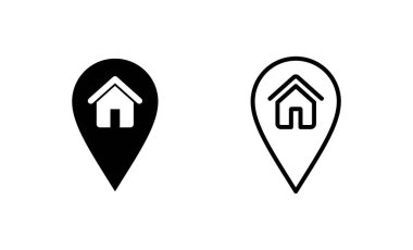 Adres simgesi vektörü. Ev işareti ve sembol. nokta