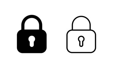 Simge vektörünü kilitle. Asma kilit işareti ve sembol. Şifreleme simgesi. Güvenlik sembolü