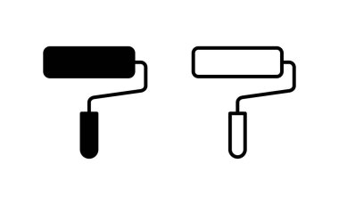 Simge vektörünü boya. Boya fırçası işareti ve sembol. boyama silindiri vektörü