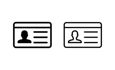 Lisans simgesi vektörü. Kimlik kartı simgesi. Sürücü ehliyeti, personel kimlik kartı 