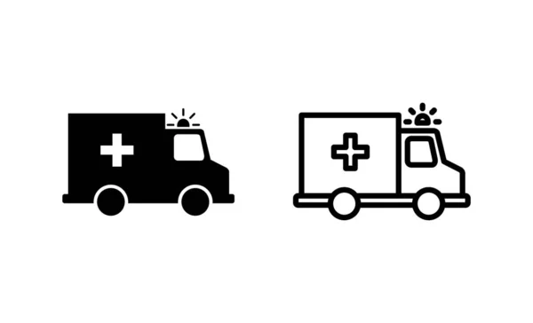 Vettore Icone Ambulanza Segno Simbolo Del Camion Dell Ambulanza Auto — Vettoriale Stock