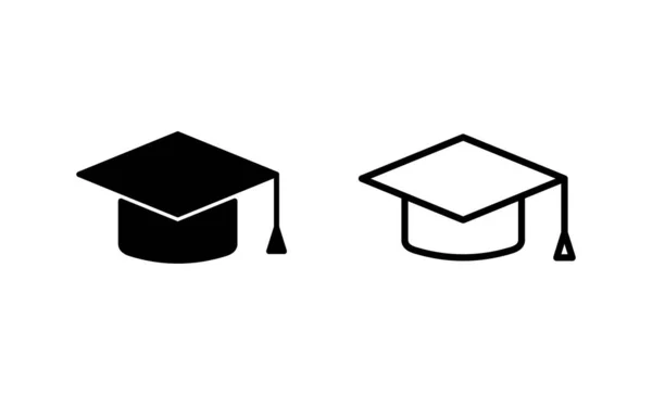 Icona Dell Istruzione Vettore Graduation Cap Segno Simbolo Laureato Tappo — Vettoriale Stock