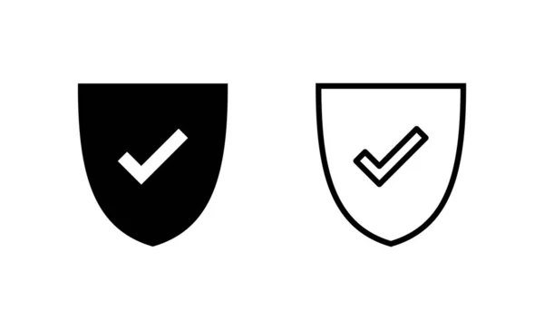 Escudo Marca Verificación Vector Icono Protección Aprueba Signo Icono Seguro — Vector de stock