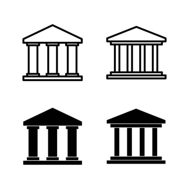 Banka simgeleri vektörü. Banka işareti ve sembol, müze, üniversite