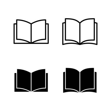 Kitap simgeleri vektörü. Açık kitap işareti ve sembol. Kitap simgesi