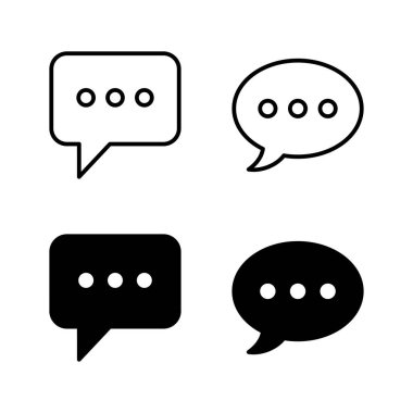 Sohbet simgeleri vektörü. Konuşma balonu işareti ve sembol. Yorum simgesi. ileti