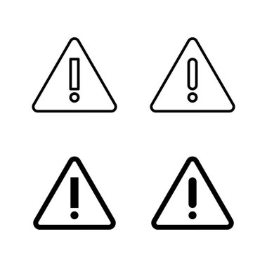 Ünlem tehlikesi ikonları vektörü. Dikkat işareti ve sembol. Tehlike uyarısı işareti