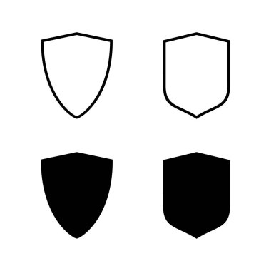 Kalkan simgeleri vektörü. Koruma ikonu. Güvenlik işareti ve sembol