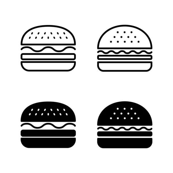 Burger Ikony Vektor Znak Symbol Hamburgeru Hamburger — Stockový vektor