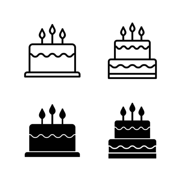 Cake Icons Vector Cake Sign Symbol Birthday Cake Icon — Stock Vector